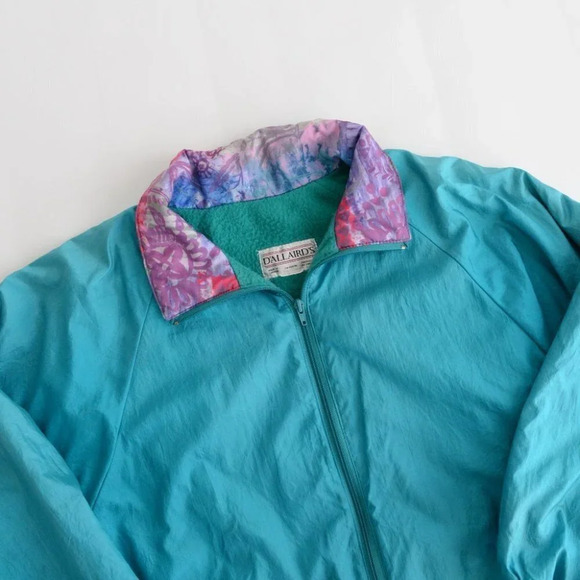 Vintage  D'Allairds Vintage Teal Zip Up Windbreaker - Picture 10 of 15